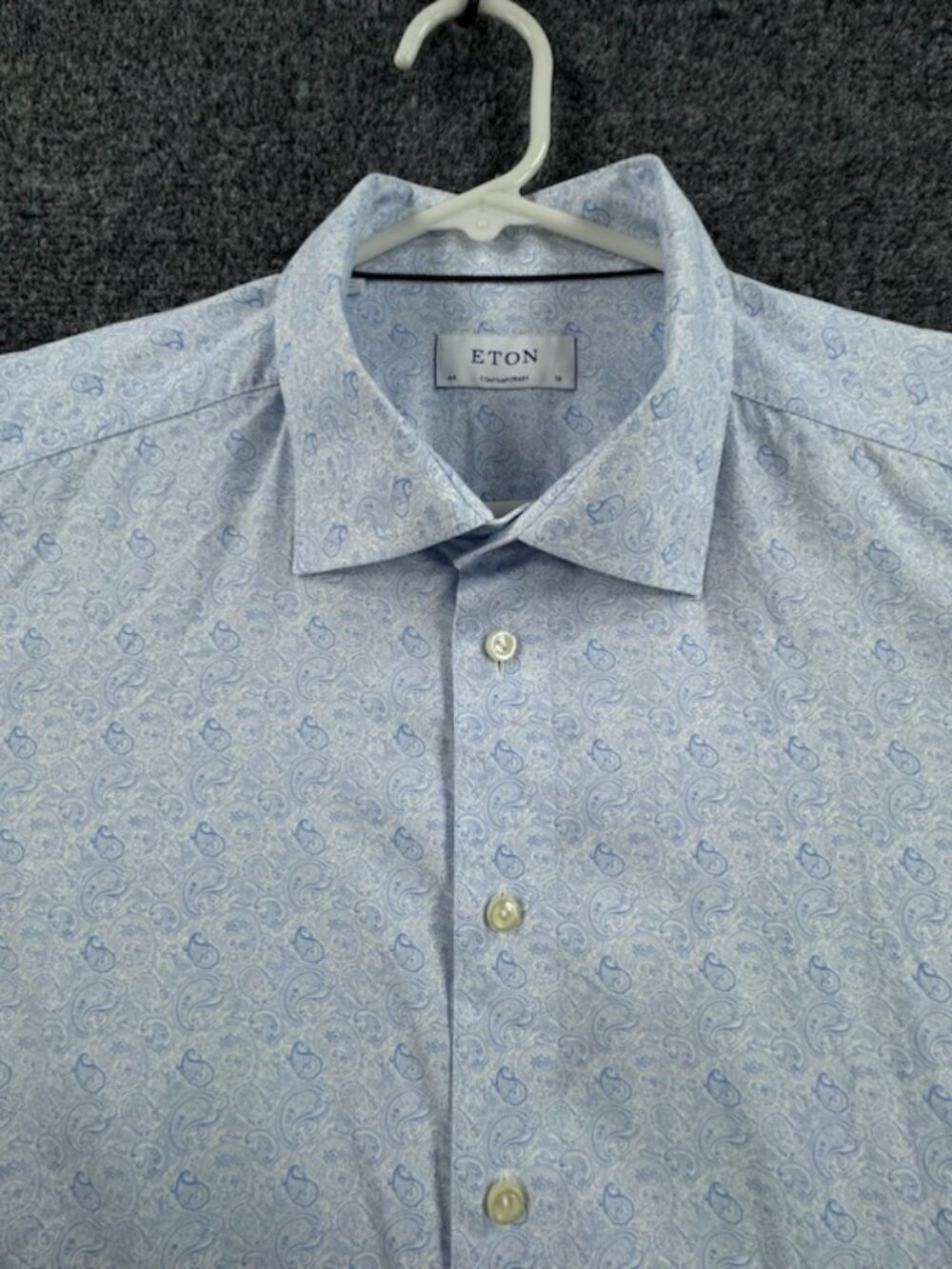 Eton Poplin Blue White Paisley Contemporary 18 Work Long Sleeve Premium Cotton